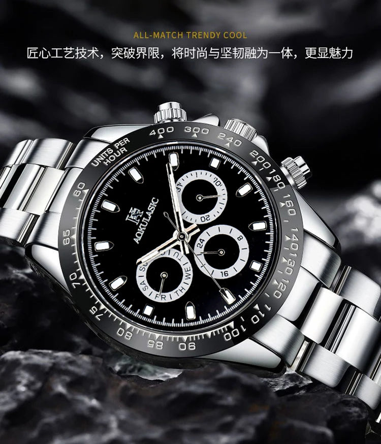 AOKULASIC Top Brand Fashion Men Wristwatch Automatic Mechanical Watches Day Display Reckon By Time Luminous Waterproof Watch