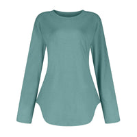 Traf 2024 Mujer Womens Long Sleeve Round Neck Shirts Side Split Basic Loose Tunic Tops Casual Shirts Ropa De Mujer Fashion