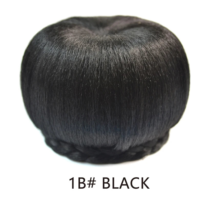 Synthetic Fake Hair Big Bun Heat Resistant Braided Chignon HairPiece Donut Ponytail Wig For Women Clip in Hair Extension