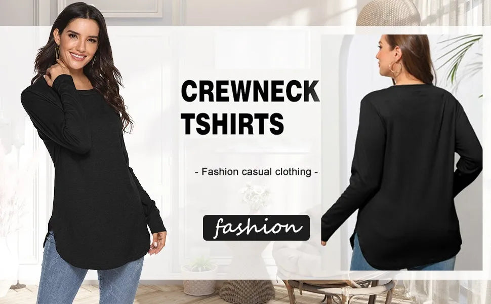 Traf 2024 Mujer Womens Long Sleeve Round Neck Shirts Side Split Basic Loose Tunic Tops Casual Shirts Ropa De Mujer Fashion