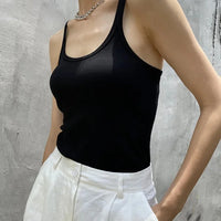 European Style Screw Thread Fitness Tank Top Women's Inner Wear Summer Outer Wear Fine Shoulder Strap Work Shirt Polyester Fiber