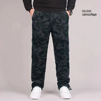 Men's Winter Cargo Pants Double Layer Fleece Warm Thick Camouflage Tactical Cotton Long Trousers Men Baggy Casual Cotton Pants