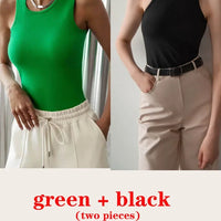 Women's Corset Summer 100% Cotton Crop Top Y2k Knitted Camis O Neck Knit Camisole Sleeveless Vest Solid Slim Tank Tops Women