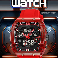 LOQNCE Sports Watches Fashion Men Watches 50m Waterproof Rectangle LED Big Dial Display Digital Watches LED Wristwatches Men