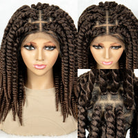 16" Full Lace Twisted Braided Wigs for Black Women Synthetic HD Lace Front Braids Wigs with Baby Hair Natural Lace Braiding Wigs