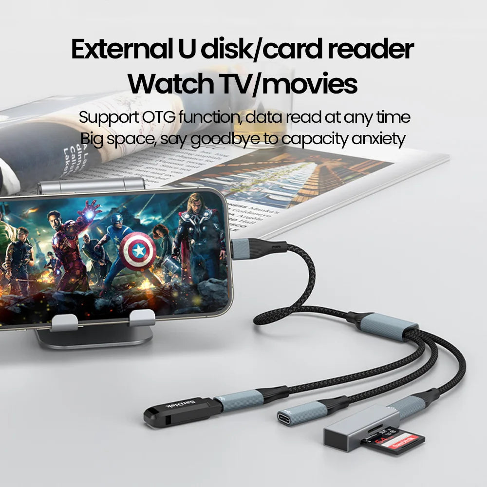 USB Type C HUB Multiple Splitter Adapter OTG Data Transfer 3/2 Port USB Power Charging Hub Cable Connector Adapter