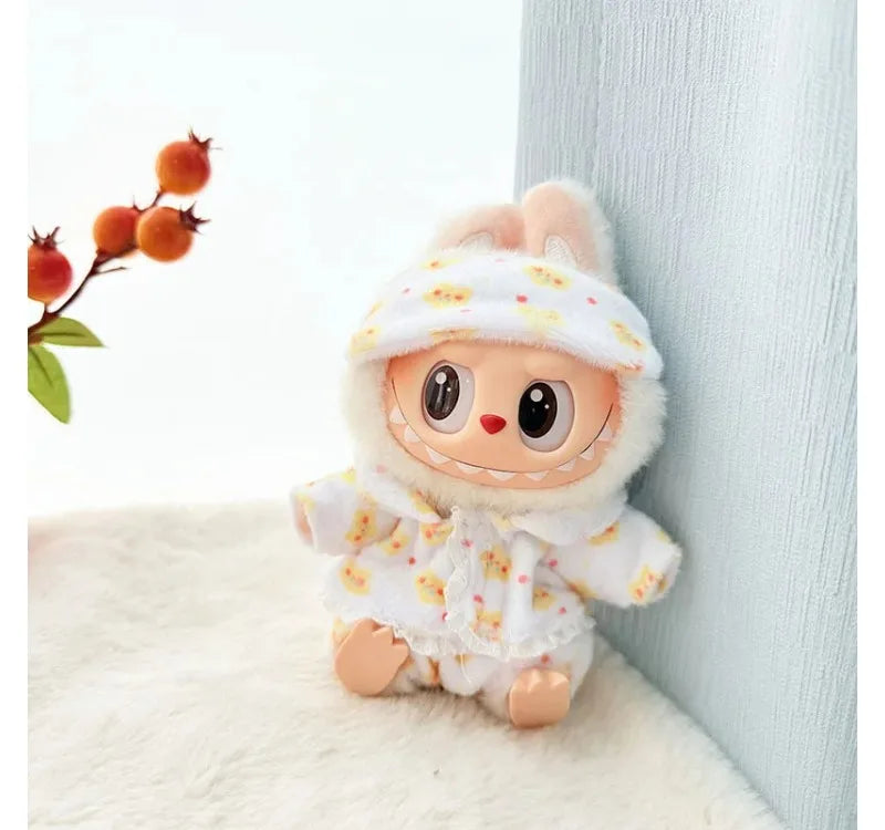 15cm/17cm Labubu I II Dolls Clothes Cute Eye Mask Pajamas Three Piece Set Accessories Clothing Plush Doll'S Clothes