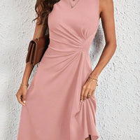 Summer New Women's Dress Fashion Sexy Slim Sleeveless A-line Dress Elegant Simple Office Red Korean Midi Dress For Female Party