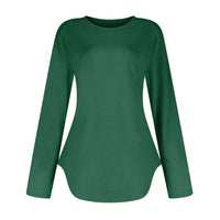 Traf 2024 Mujer Womens Long Sleeve Round Neck Shirts Side Split Basic Loose Tunic Tops Casual Shirts Ropa De Mujer Fashion