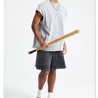 ZODF Trendy Summer Men Batik Washed 275gsm Cotton Tank Tops Unisex Oversized Loose Edge Sleeveless Vests Brand Tees HY1036