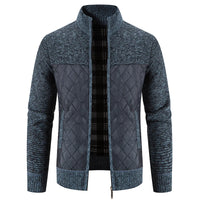 Men Sweater Jacket Fashion Winter Coat Fleece Hoodies High Quality Luxury Checkered Hooded Knit Cardigan Male Outer Wear