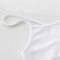 Knitted 94% Cotton Tank Tops Women Black White Sexy Low-Cut Back Cross Crop Tops For Women Streetwear Slimming Sports Vest