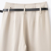 Faionable High Waist Belted Straight Leg Pants Women's Slim Fit Casual Autumn New Arrival Street Sle Polyester Fiber