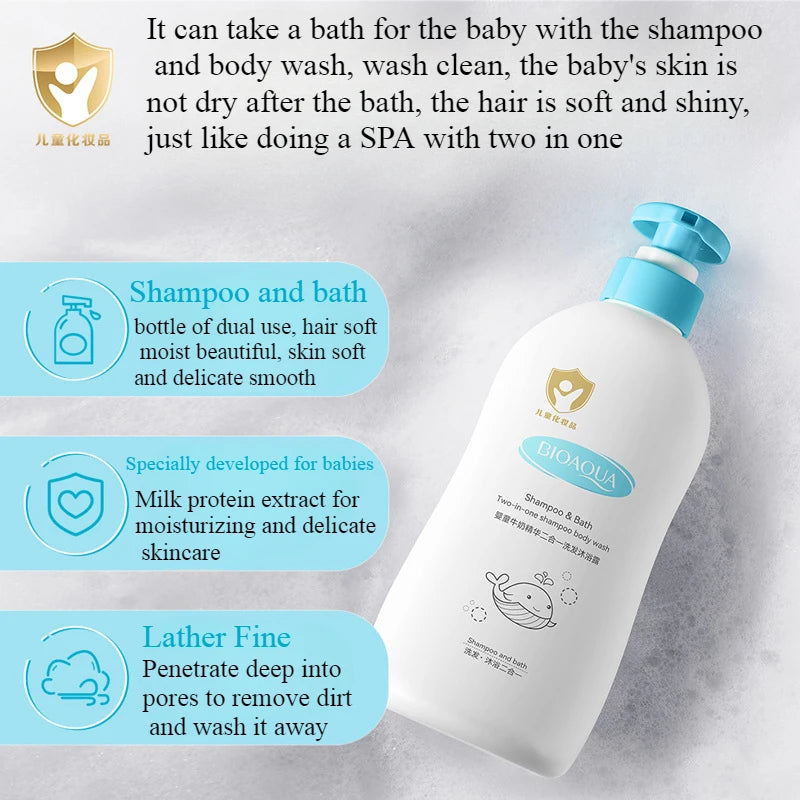 Baby Milk 2-in-1 Shampoo Children's Body Wash Gentle Skin Care Plant Extract Body Wash