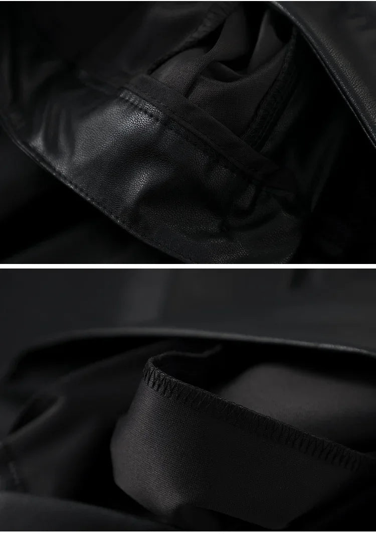 High Waist Wide Leg PU Leather Pants Women's Suit Casual Floor Length Trousers Autumn Winter New Style Loose Fit Long Pants