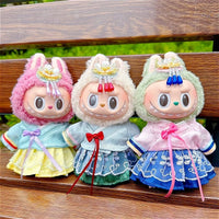 For 15/17cm Labubu Doll Accessories Labubu 3.0 Outfit Korean Traditional Style Dress Set with Hair Clip Doll Clothes