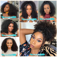 Half Wig Kinky Curly 200% Density Remy Hair Curly Wigs 100% Human Hair No Leave Out Upgrade Glueless Clip In Half Wigs For Women