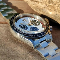 Vakuy Men's 38MM Quartz Watch Sweep Seconds Jinggong VK63A Chronograph Vintage Panda Di Men's Watch