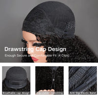 Beginner Friendly 3 In 1 Half Wig Human Hair Kinky Curly Coily Half Wig Invisible Drawstring Glueless Curly Flip Over Wig 180%