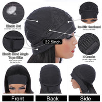 Headband Wig Human Hair Bone Straight Human Hair Wigs Full Machine Made Peruvian Human Hair Wigs For Black Women Easy to Go 180%