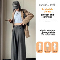 High Waist Slim Fit Straight Leg Suit Pants Wide Leg Casual Trousers Women's Autumn New Arrival Red Color Business Office Wear