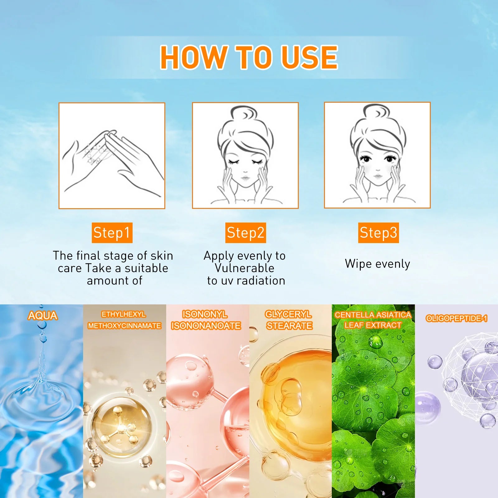 OUHOE Anti-uv Cream Protect Skin Nourishing Moisturizing Repair Damaged Skin Natural Sunscreen Lotion For Summer Beach Outdoors