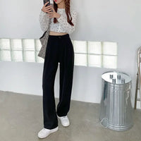 High Waist Draped Suit Pants for plus Size Women Spring Autumn Design Sensation Floor Length Casual Straight Wide Leg Long Pants
