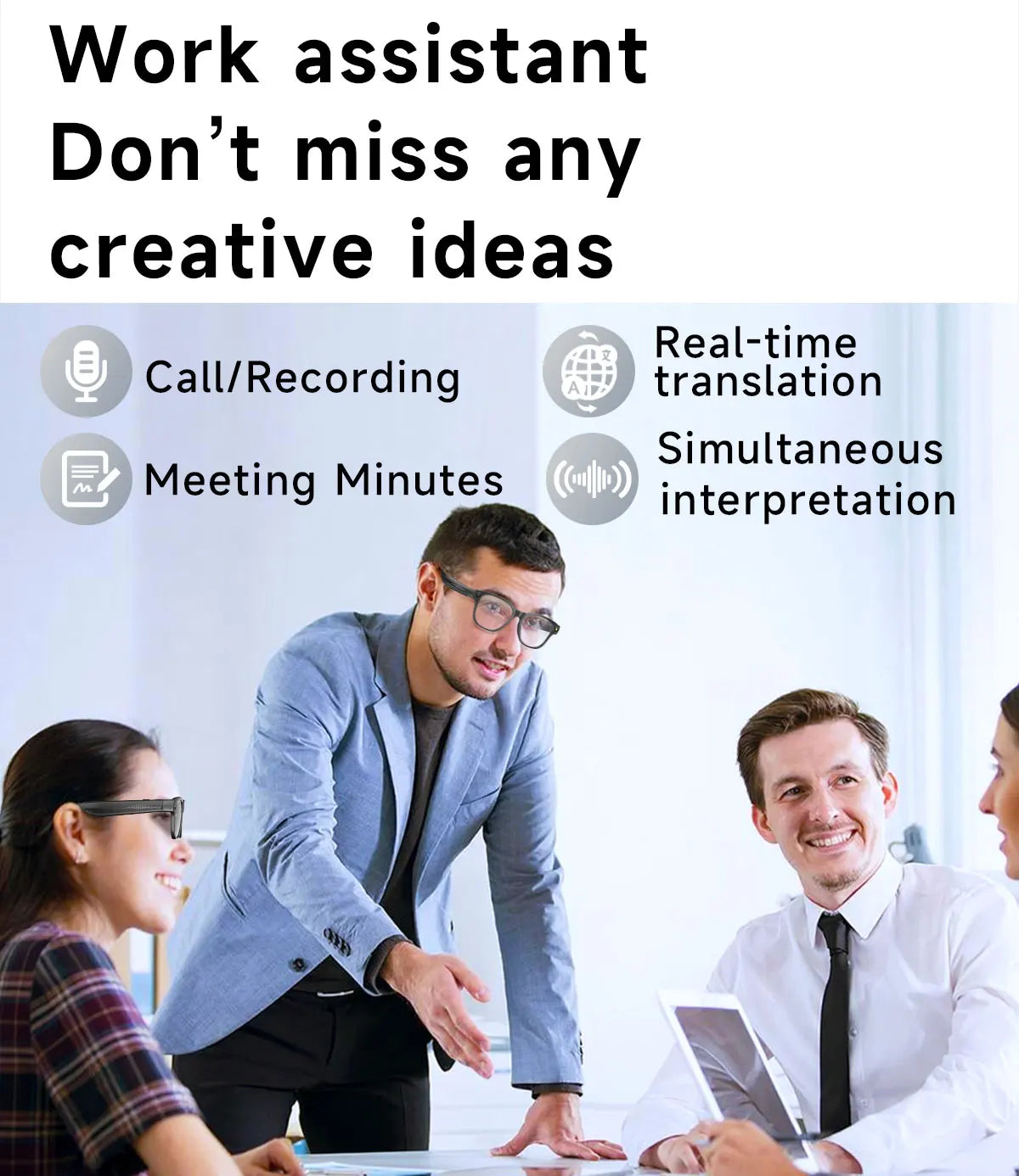 Smart Video Glasses Myopia Prescription Anti Shake Video Recording WIFI Bluetooth Transmission Object Recognition Smart Glasses