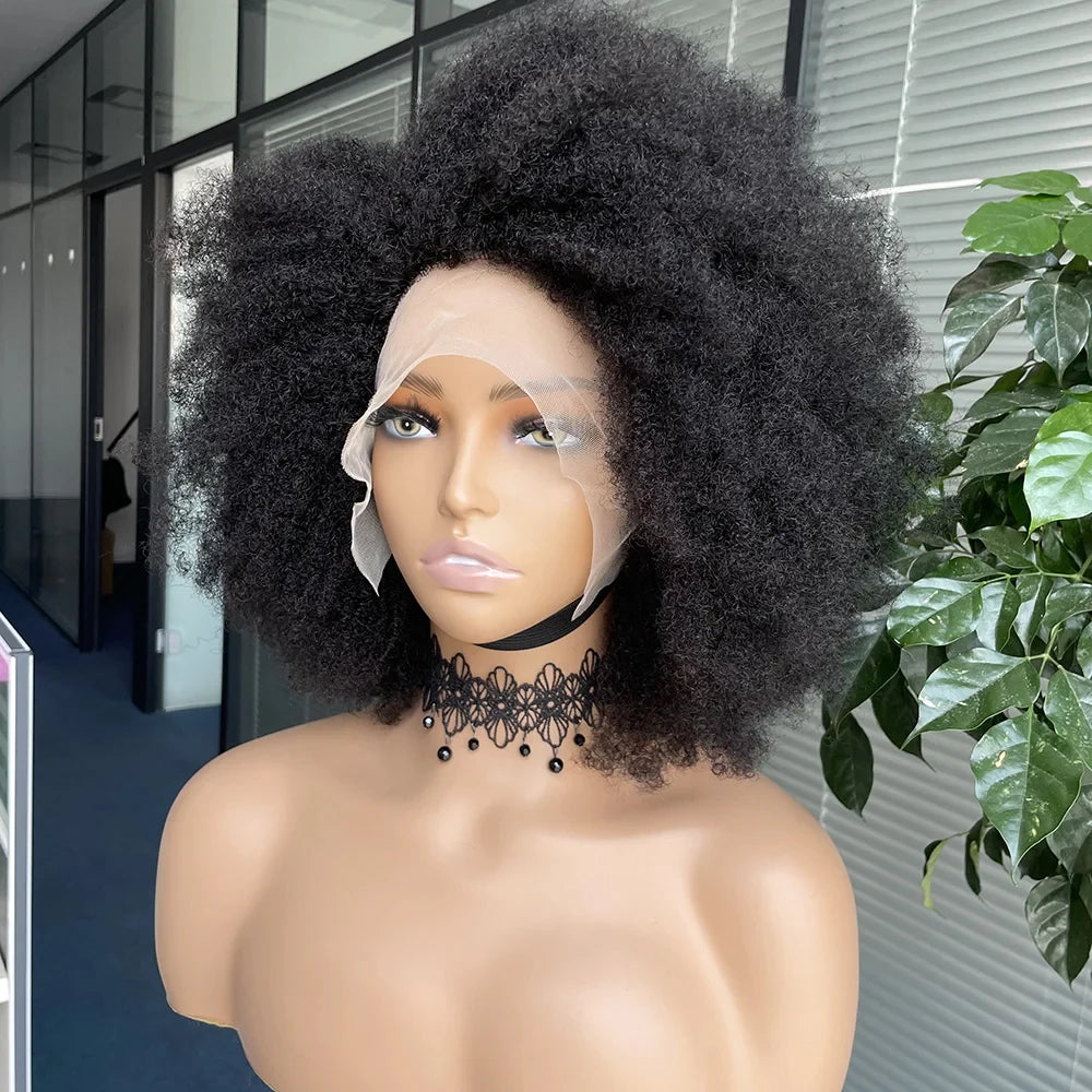 Curly Bob Lace Frontal Wig Human Hair Afro Kinky Curly 250 Density 13x4x2 T Part Lace Wigs Short Bob Wig Human Hair Lace Wigs