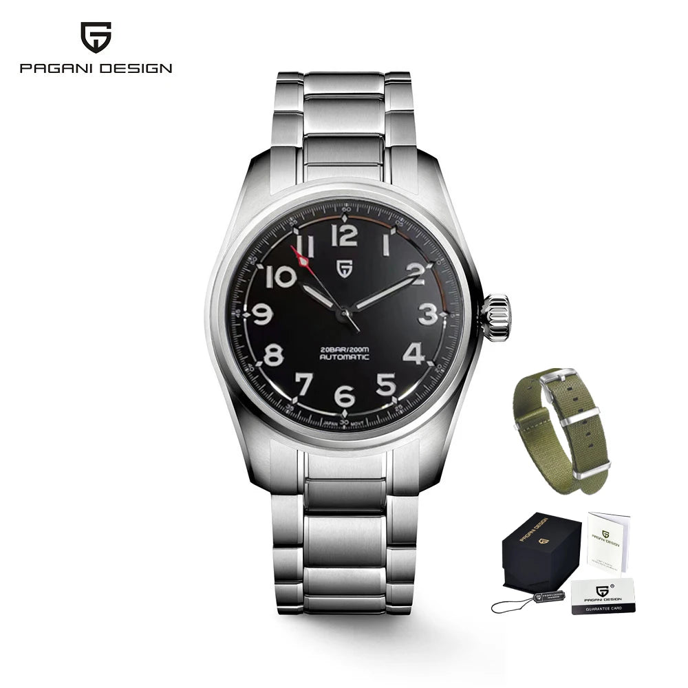 2025 PAGANI DESIGN Luxury Pilot Automatic Mechanical Watch 38MM Sapphire Waterproof Watch for Men Relogio Masculino PD1717 V2