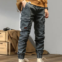 Spring and autumn trendy Cargo pants for men, slim, leggings, ruffian and handsome trousers, American multi bag pants, outdoor v