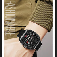 LOQNCE Sports Watches Fashion Men Watches 50m Waterproof Rectangle LED Big Dial Display Digital Watches LED Wristwatches Men