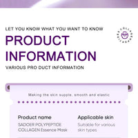 Collagen Anti Wrinkle Facial Mask Anti Aging Fade Fine Lines Firm Skin Moisturizing Brightening Smooth SkinCare Korean Cosmetics