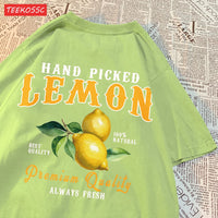 Summer Lemon Cherries Prints T-Shirts Cotton Women's Tops Oversize O-Neck Soft Short Sleeve tees Street Casual Womans Clothes