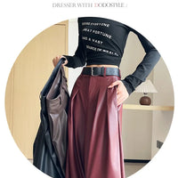 High Waist Wide Leg PU Leather Pants Women's Suit Casual Floor Length Trousers Autumn Winter New Style Loose Fit Long Pants