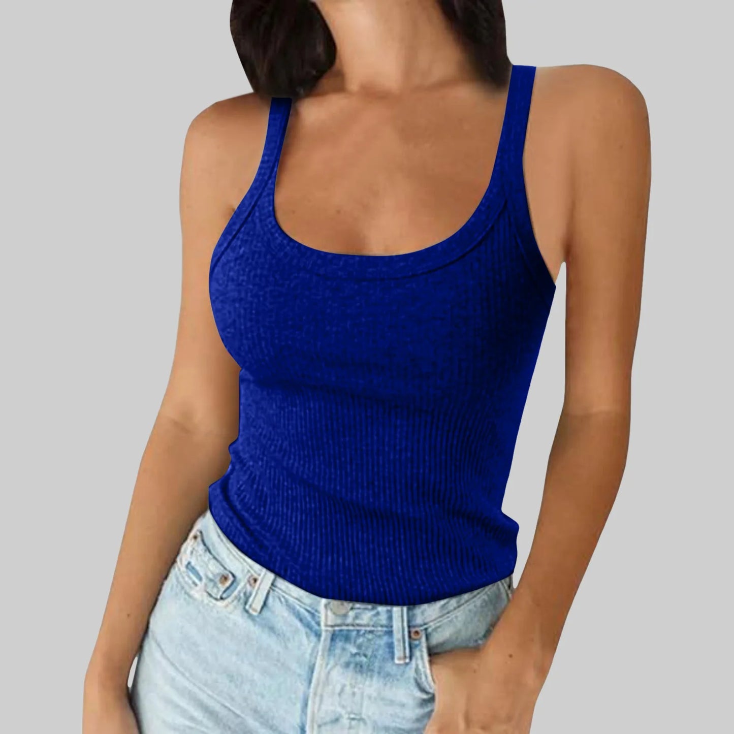 Y2K Slim Tank Tops Summer Lady Backless Solid Color Stretch Streetweaer Vests SSFZC-2501
