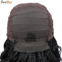 New Style Bob Box Braided Wigs For Black Women 12inches Synthetic Box Braids Crochet Hair Wigs On Sale Clearance Short Black Wig