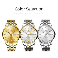 OLEVS Men's Watches Fashion Simple Calendar Week Luminous Waterproof  Steel Strap Man Watch Original Quartz Watches for Men 2929