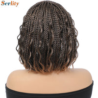 New Style Bob Box Braided Wigs For Black Women 12inches Synthetic Box Braids Crochet Hair Wigs On Sale Clearance Short Black Wig