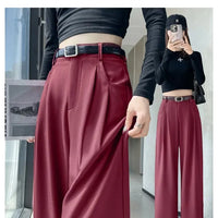 High Waist Slim Fit Straight Leg Suit Pants Wide Leg Casual Trousers Women's Autumn New Arrival Red Color Business Office Wear