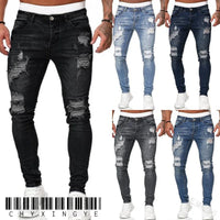 2024 Men Jeans Solid Pockets Stretch Denim Straight Pants Spring Summer Business Casual Trousers Daily Streetwear Men's Clothing