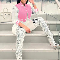 Kliou Letter Shape Patchwork Coats Women Casual Classic Panelled Long Sleeve Single Breasted Croped Jacket Female Street Outwear