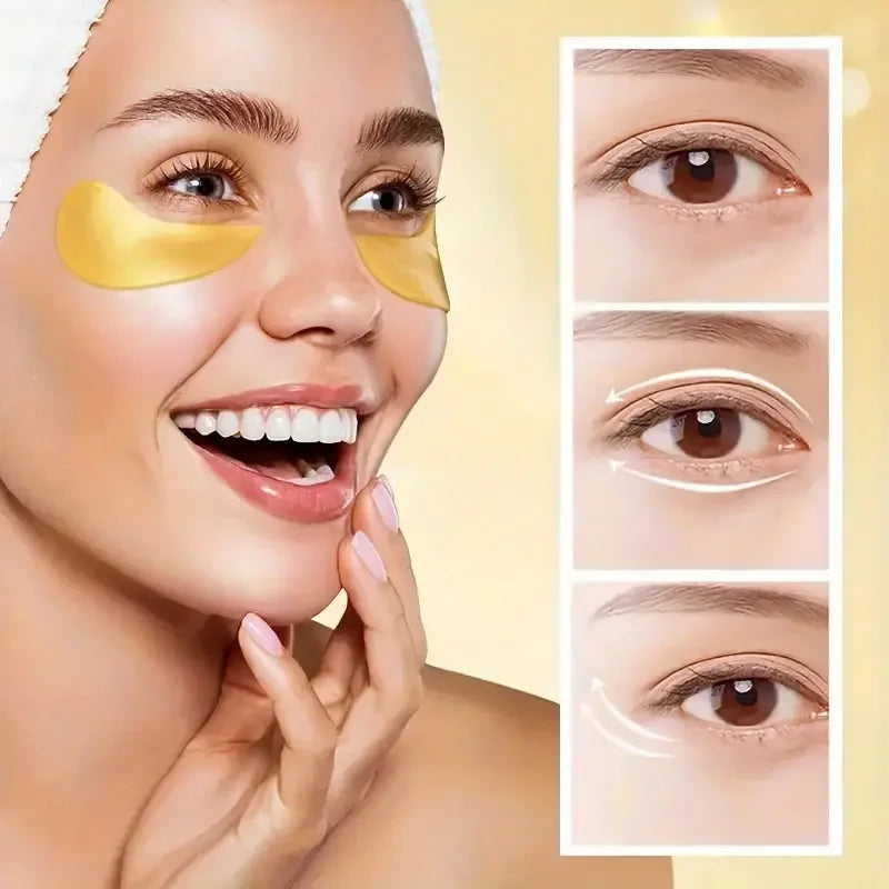 60Pcs 24K Gold Moisturizing Eye Mask Relieves Eye Fatigue and Nourishes Eye Circles Collagen Crystal Eye Mask