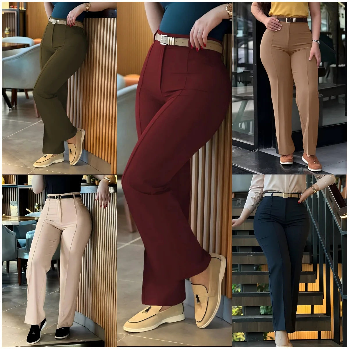 Women's Pants Spring Autumn High Waist Straight Leg Work Pants New Fashion  Solid Long Pants Slim Fit Elegant Pants Female