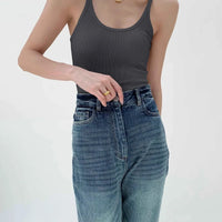 European Style Screw Thread Fitness Tank Top Women's Inner Wear Summer Outer Wear Fine Shoulder Strap Work Shirt Polyester Fiber