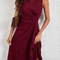 Summer New Women's Dress Fashion Sexy Slim Sleeveless A-line Dress Elegant Simple Office Red Korean Midi Dress For Female Party