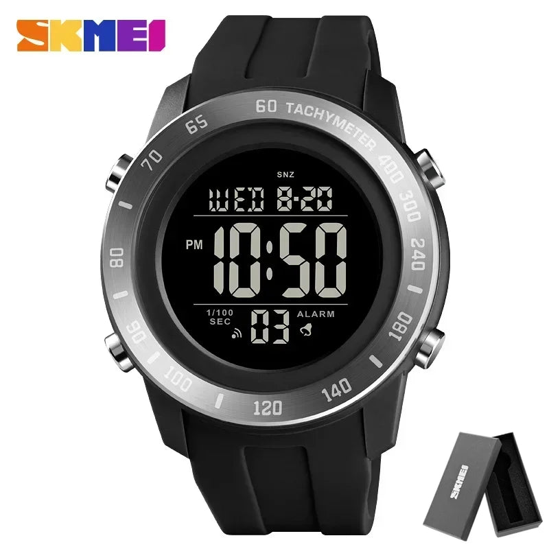 SKMEI 1524  2 Time LED Digital Wristwatches Mens Waterproof Chrono Count Down Male Hour montre homme Big Dial Sport Men Watch