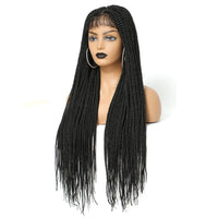 Long Box Braided 4x4 Lace Wigs With Baby Hair Twist Braids Lace Closure Wigs For Black Women Synthetic Cosplay Wig 30 Inch