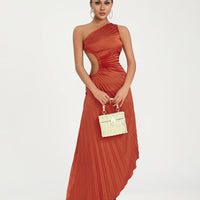 Women Elegant Long Dress Summer Sleeveless One-shoulder Pleated Hollowed Irregular Dress for Cocktail Party Beach Sundress Y2K