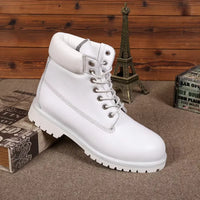 Unisex Leather Round Toe Thick Sole Safety Boots Casual Genuine Leather Quality Boots For Women Men